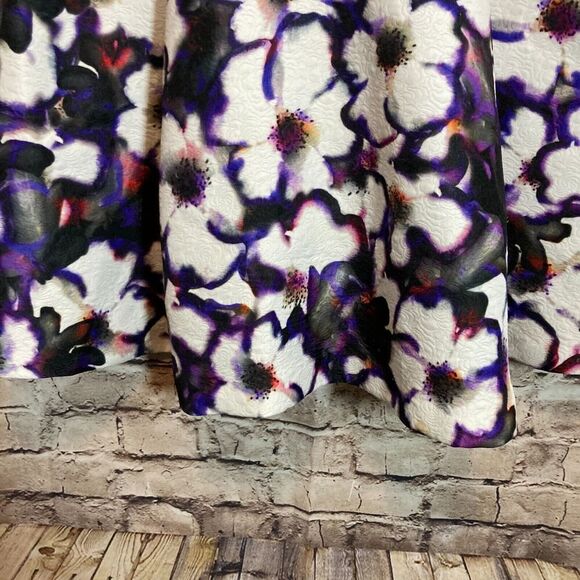 Coleen X Dress Womens 14 Purple Floral Watercolor Fit & Flare Cap Sleeve Mesh - Picture 13 of 16